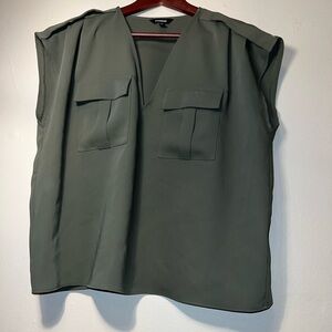 Express Olive V-Neck Top